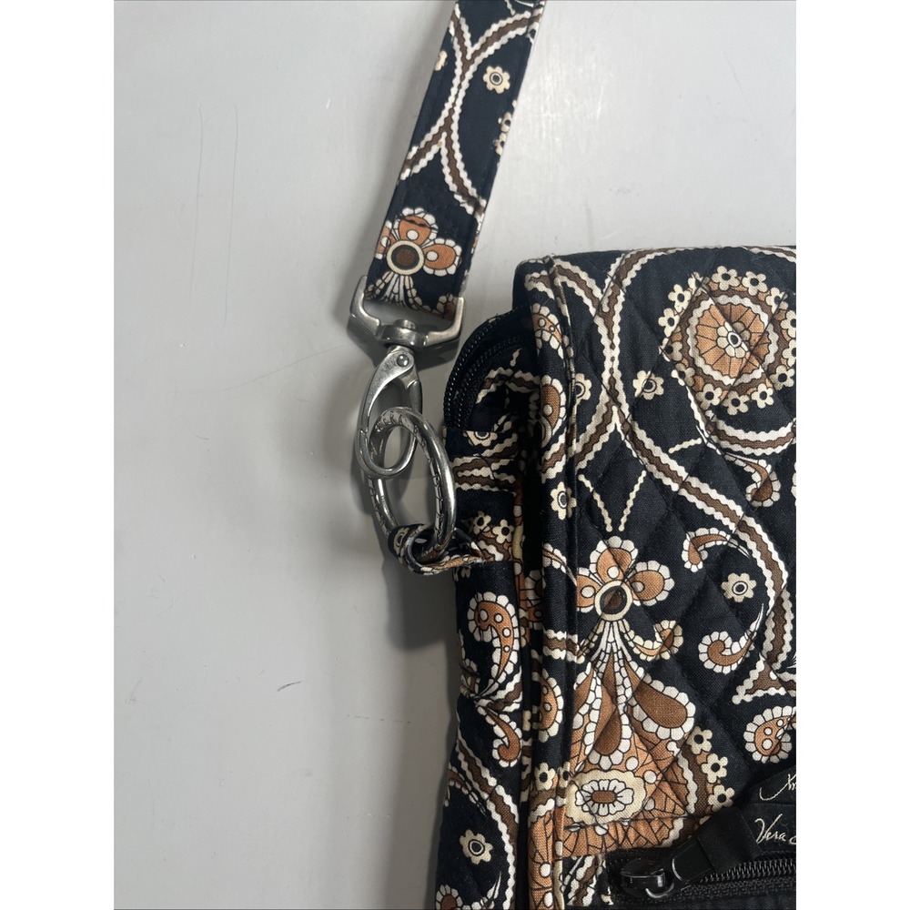 Vera Bradley Crossbody Paisley Caffe Latte Brown Black Bag Purse Flap Boho - Picture 9 of 13